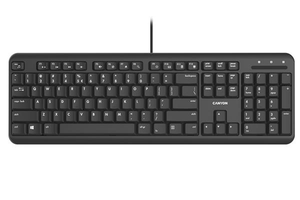 Canyon HKB-20, klávesnica, USB, séria Velvet Tread, 104 kláv, 13 multimed., tichá, štíhla, čierna, SK/CZ CNS-HKB02-CS