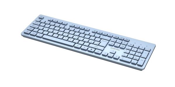 Canyon HKB-W01 bezdrôtová klávesnica, 104 kláves, tichá, štíhla, SK/CZ, modrá CNS-HKBW01BL-CS