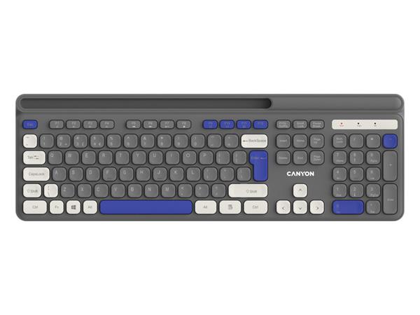 Canyon HKB-W03 bezdrôtová klávesnica 2.4GHz, plnohodnotná veľkosť, 105 kláv., 11 multim,, 1x AAA bat, SK CNS-HKBW03DG-CS