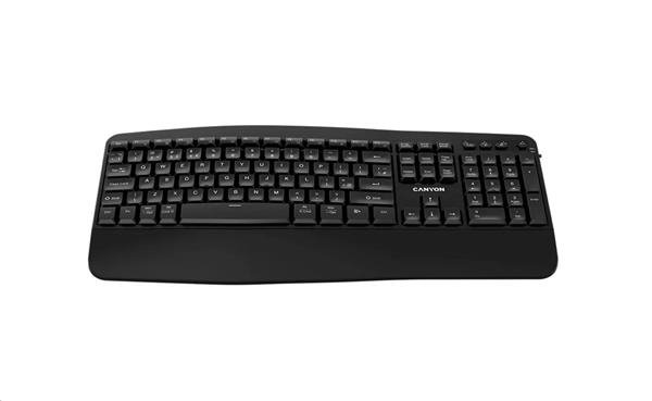 Canyon HKB-W6, 2v1 bezdrôtová klávesnica, ergonomická s opierkou, vodeodolná, 104 klávesov, SK/CZ, čierna CNS-HKBW6-CS