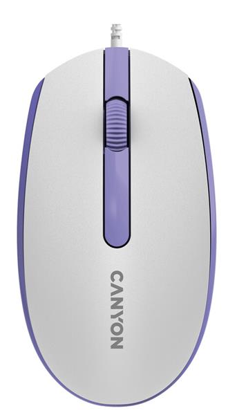 Canyon M-10, symetrická optická myš s efektom hladkého posuvu, USB, 1.000 dpi, 3 tlač, bielo-fialová