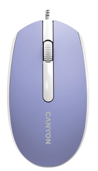 Canyon M-10, symetrická optická myš s efektom hladkého posuvu, USB, 1.000 dpi, 3 tlač, fialovo-biela