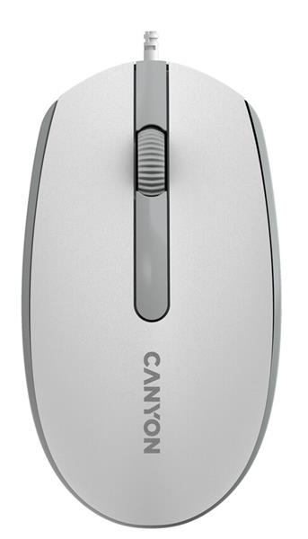 Canyon M-10, symetrická optická myš s efektom hladkého posuvu, USB, 1.000 dpi, 3 tlač, šedo-biela