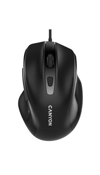 Canyon M-6, optická myš, USB, 3200 dpi, 6 tlačidiel, ergonomická, 1,5m kábel, výdrž 3 mil kliknutí, čierna