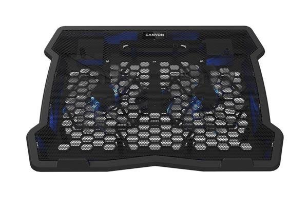 Canyon NS-03, chladiaci podstavec s 2 ventilátormi pre notebook 10´´ - 15.6", LED podsvietenie, čierny CNE-HNS03