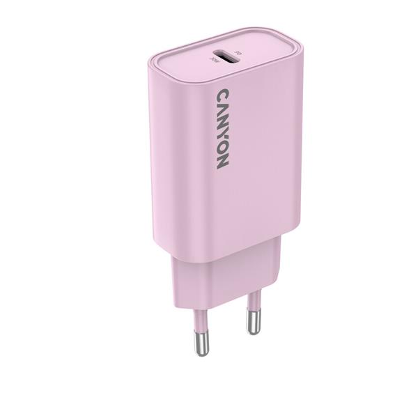 Canyon OnCharge 30CL, univerzálna cestovná nabíjačka do steny 1x USB-C, 30W PD, ružová CNE-CHA30CLPK