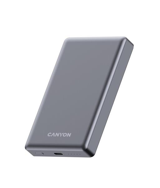 Canyon OnCharge 510, Powerbank, 10.000 mAh, in: USB-C, out: USB-C PD 20W + Wireless Magnet 15W, štíhla, šed CNS-CPB510DG