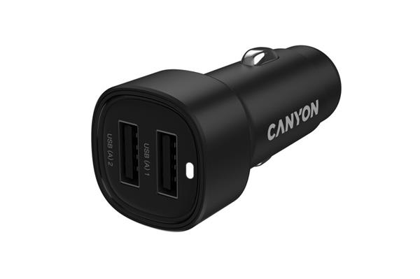 Canyon OnDrive 24, univerzálna autonabíjačka, 2x USB-A, výkon 24 W CNE-CCABR2AA