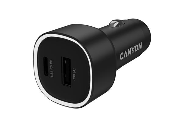 Canyon OnDrive 48, univerzálna autonabíjačka, 1x USB-C, 1x USB-A, rýchle nabíjanie, výkon 48 W CNE-CCABR3AC