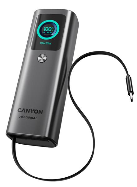 Canyon OnPower 265, Powerbank, 20.000 mAh, 165W ultra rýchla, displej, in:USB-C, out:2x USB-C/1xUSB-A, inte CNS-CPB265DG