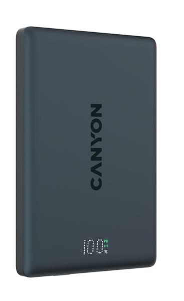 Canyon OnPower 500, Powerbank, 5.000 mAh, MagSafe, 20W USB-C, 15W Bezdrôtové nabíjanie, displej, čierna CNS-CPB500B