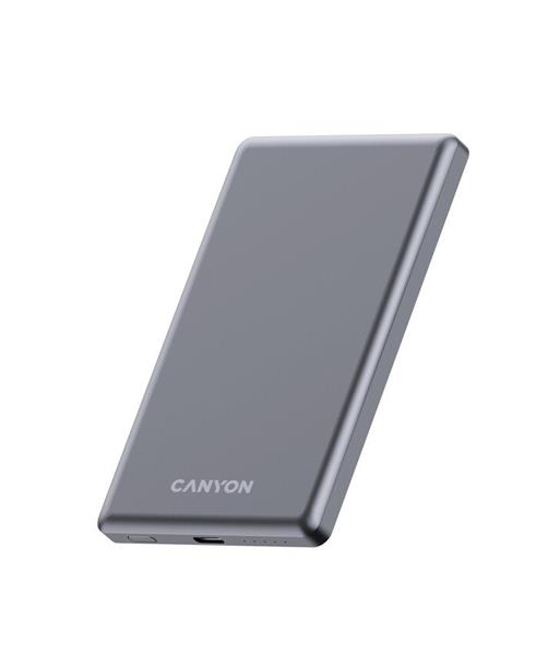 Canyon OnPower 505, Powerbank, 5.000 mAh, in: USB-C, out: USB-C PD 20W + Wireless Magnet 15W, ultratenká, š CNS-CPB505DG
