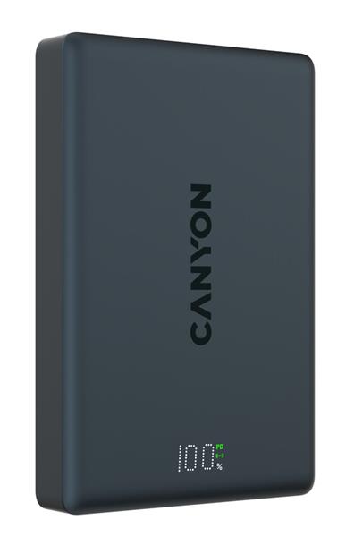 Canyon OnPower 511, Powerbank, 10.000 mAh, MagSafe, 20W USB-C, 15W Bezdrôtové nabíjanie, displej, čierna CNS-CPB511B