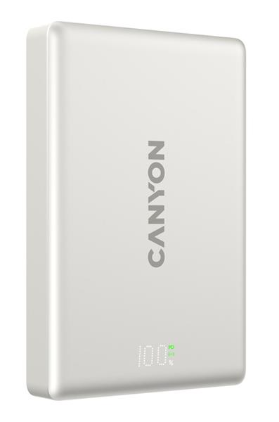 Canyon OnPower 511, Powerbank, 10.000 mAh, MagSafe, 20W USB-C, 15W Bezdrôtové nabíjanie, displej, šedá CNS-CPB511G