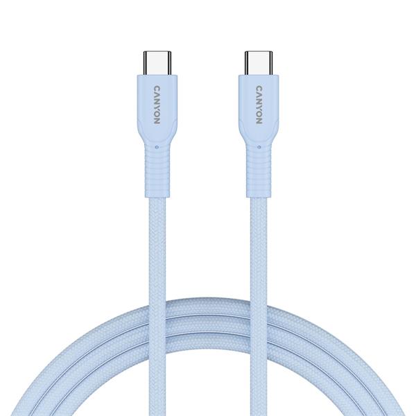 Canyon OnWire CCAP60CL, kábel nab. a synchr., USB-C / USB-C, 60W PD, 480Mbps, opletený, 1 m, modrý CND-CCAP60AB10LBL
