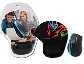 Canyon Pack optická myš MS01 + ergonomická podložka, čierno-modrá JUCNRMSPACK4BL