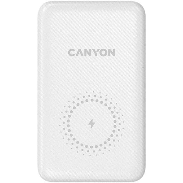 Canyon PB-1001, Powerbank, Li-Pol, 10.000 mAh, Vstup: 1x USB-C, 1x Lightning, Výstup: 1x USB-A, 1x USB-C, b CNS-CPB1001W
