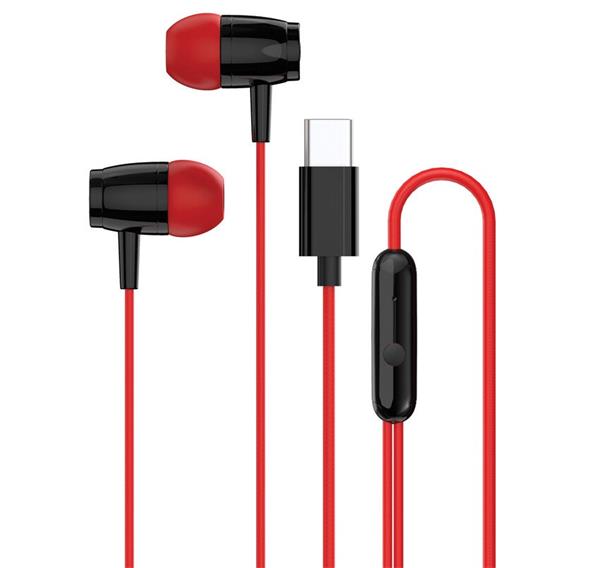 Canyon SEP-5, slúchadlá do uší, integrované ovládanie, hlboké basy, USB-C kábel 1.2m, čierno-červené CNS-CEP5R