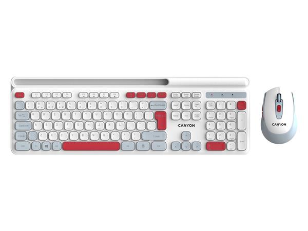 Canyon SET-W5, Wireless bezdrôtové combo - multimed. klávesnica, SK/CZ + opt. myš až 1600 dpi, biela s č CNS-HSETW5WT-CS