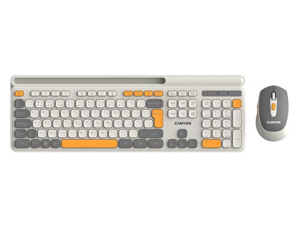 Canyon SET-W5, Wireless bezdrôtové combo - multimed. klávesnica, SK/CZ + opt. myš až 1600 dpi, svetlo še CNS-HSETW5BG-CS