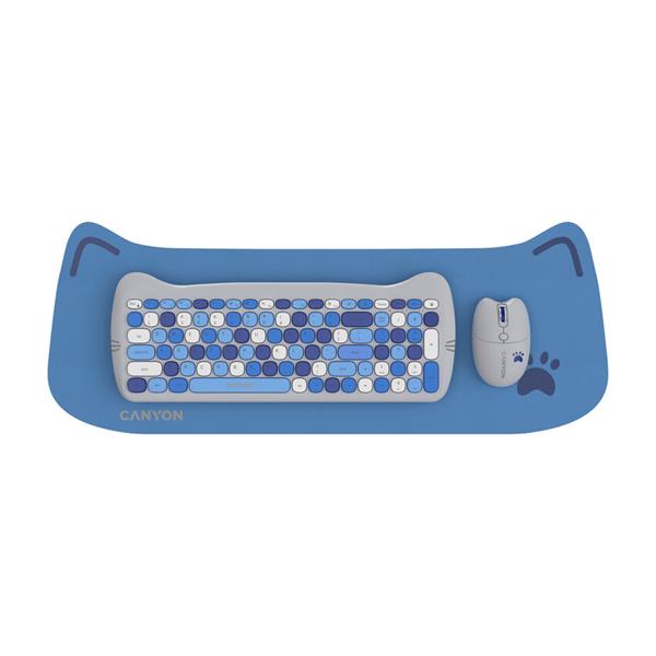 Canyon SET-W6, Kitty Edition, Wireless bezdrôtové combo - multimed. klávesnica, SK/CZ + opt. myš až 1600 CNS-HSETW6BL-CS