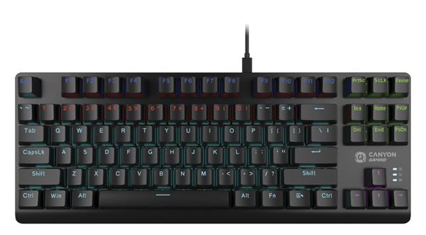 Canyon Striker SKB-2, mechanická herná klávesnica, 87 klávesov, Red Switch, Anti-Ghosting, Rainbow podsvietenie CND-SKB2