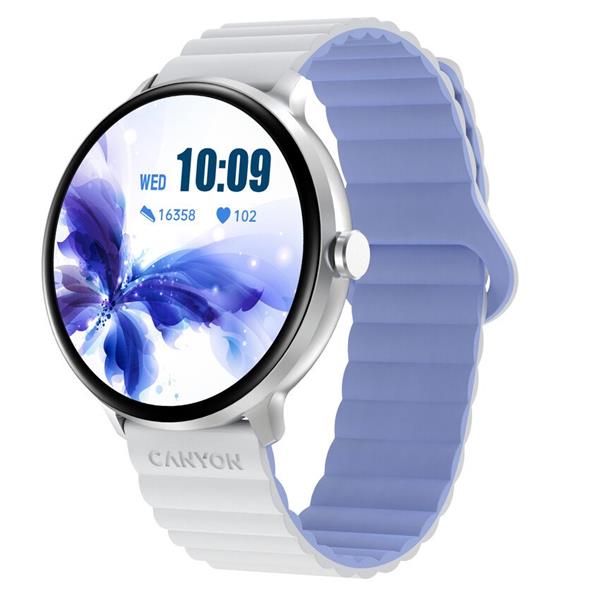 Canyon SW-69, Jacky, smart hodinky, BT, fareb. LTPS displej 1,3", vodotes. IP68, 25 športov, bielo/modré CNS-SW69WB