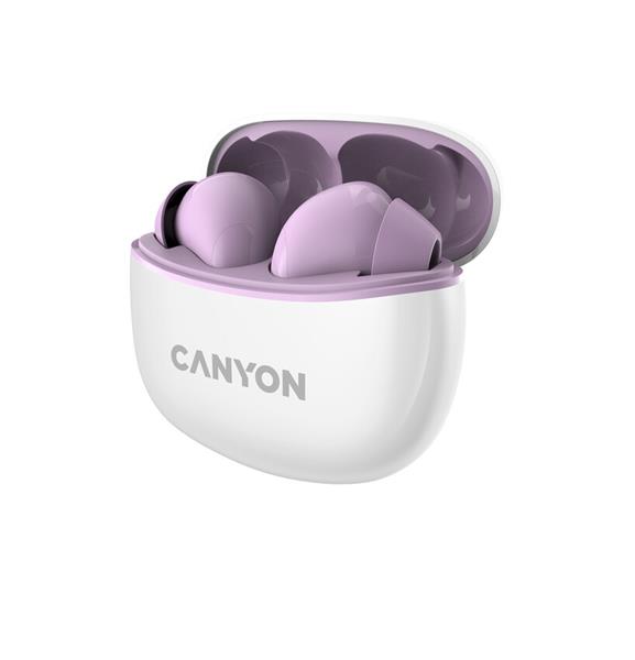 Canyon TWS-5, True Wireless Bluetooth slúchadlá do uší, USB-C nabíjanie, nabíjacia stanica v kazete, fialové CNS-TWS5PU