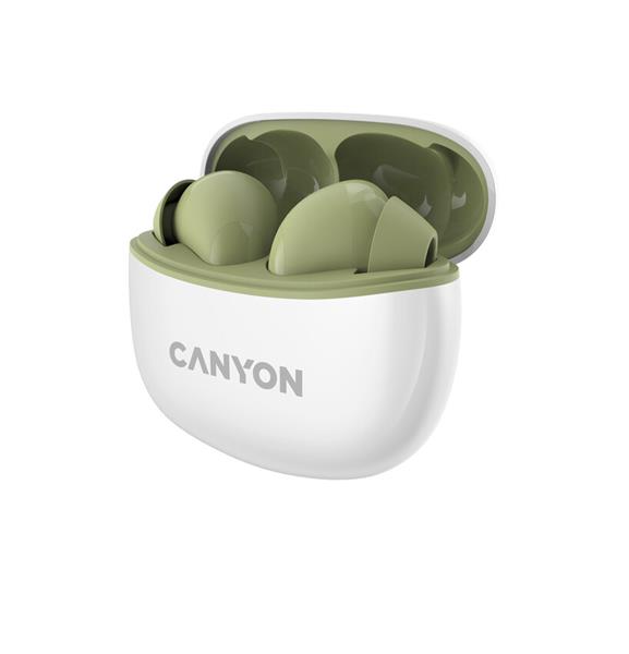 Canyon TWS-5, True Wireless Bluetooth slúchadlá do uší, USB-C nabíjanie, nabíjacia stanica v kazete, zelené CNS-TWS5GR