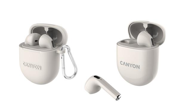 Canyon TWS-6, True Wireless Bluetooth slúchadlá do uší, nabíjacia stanica v kazete, béžové CNS-TWS6BE