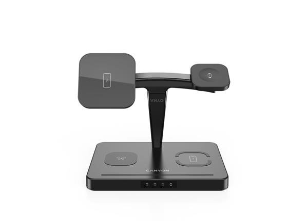 Canyon WS-404, 4v1, bezdrôtová Qi nabíjacia stanica pre 4 zariadenia simultánne, čierna CNS-WCS404