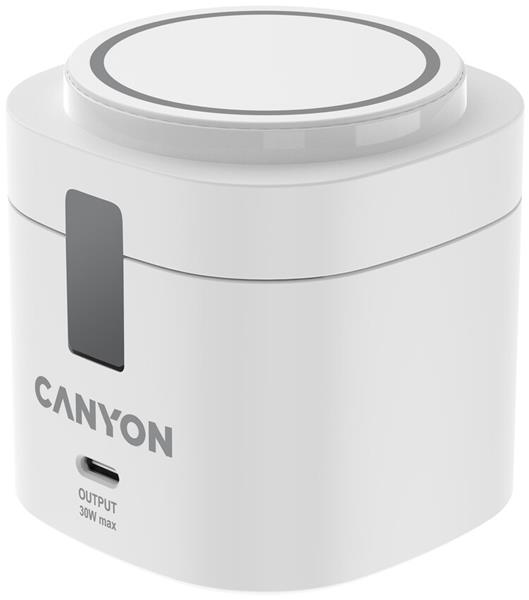 Canyon WS-405, 4v1, bezdrôtová Qi2 nabíjacia stanica pre 4 zariadenia s 65W nabíjačkou, biela CNS-WCS405W