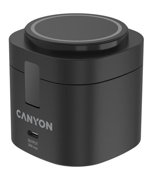 Canyon WS-405, 4v1, bezdrôtová Qi2 nabíjacia stanica pre 4 zariadenia simultánne, bez nabíjačky, čierna CNS-WCS405BW/A