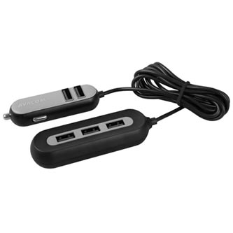 Car hub 5-port, NACL-CH5X-KK, čierna, Avacom, do autozapaľovača