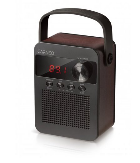 CARNEO F90 FM rádio, BT reproduktor, black/wood 8588007861890