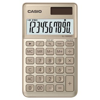 Casio Kalkulačka SL 1000 SC PK, zlatá, desaťmiestna, duálne napájanie