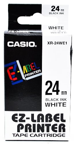 Casio originál páska do tlačiarne štítkov, Casio, XR-24WE1, čierny tlač/biely podklad, nelaminovaná