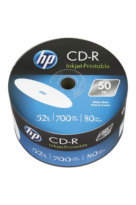 CD-R HP 700MB (80min) 52x Inkjet Printable 50-spindl Bulk 4710212142233