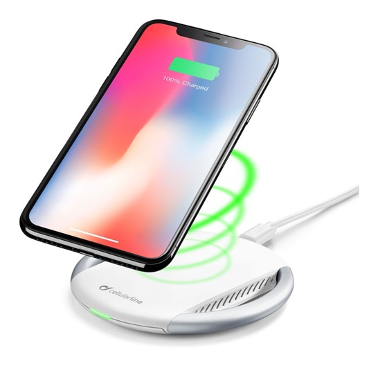 Cellularline WIRELESS FAST CHARGER STAND, bílý WIRELESTANDIPHW
