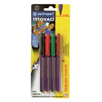 Centropen, popisovač 2880, color, 4ks, 1mm, dermatologicky testovaný atrament 628800405