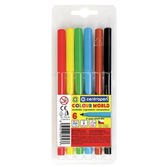 Centropen, sada popisovačov 7550, color, 6ks, 1mm, válcový hrot odolný proti zatlačení 775500610