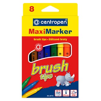 Centropen, sada popisovačov 8773, color, 8ks, 1,5-4mm, umývateľný, vypratelný, so štetcovými hrotmi 587730801