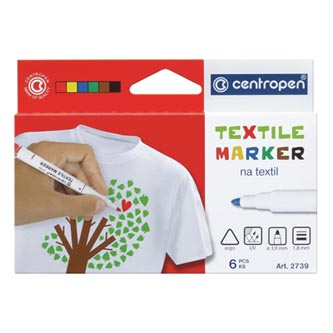 Centropen, sada popisovačov na textil 2739, color, 6ks, 1.8mm, svetlostály 527390610