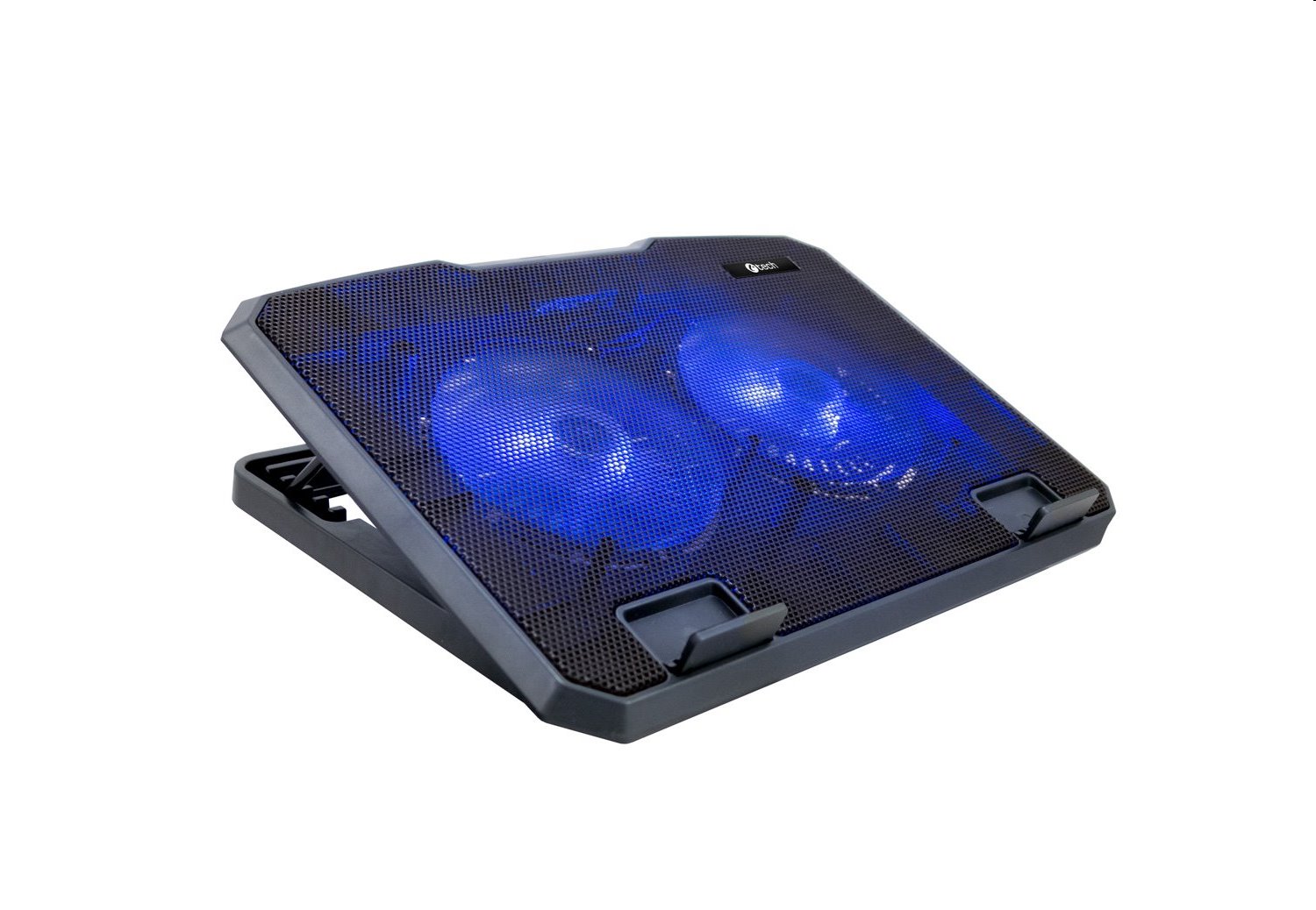Chladící podložka C-TECH CLP-140, 15,6", 2x 140mm, 2x USB, modré podsvícení