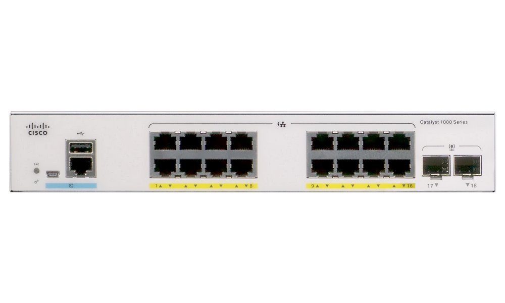 Cisco Catalyst C1000-16P-2G-L switch, 16x 100/1000 + 2x 100/1000 SFP
