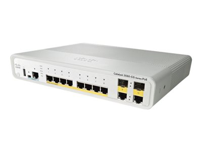 Cisco Catalyst Compact 3560CG-8PC-S - Přepínač - řízený - 8 x 10/100/1000 (PoE) + 2 x kombinace Gig WS-C3560CG-8PCS-RF