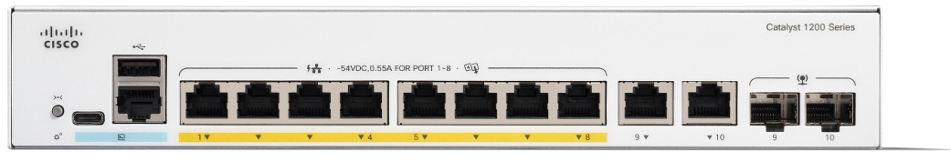 Cisco Catalyst switch C1200-8FP-2G (8xGbE,2xGbE/SFP combo,8xPoE+,120W,fanless) C1200-8FP-2G