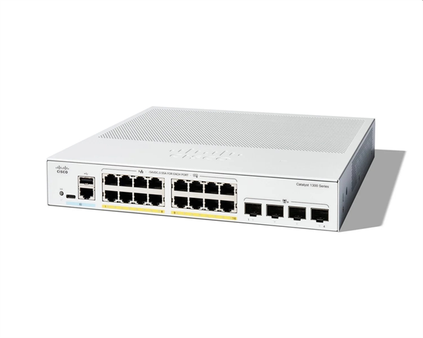 Cisco Catalyst switch C1300-16P-4X (16xGbE,4xSFP+,16xPoE+,120W,fanless) - REFRESH C1300-16P-4X-RF