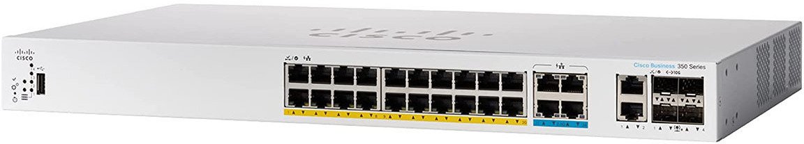 Cisco switch CBS350-24MGP-4X-EU, 20xGbE + 4x2.5GbE, 2x10GbE RJ45/SFP+, 375W, PoE - REFRESH CBS350-24MGP-4X-EU-RF