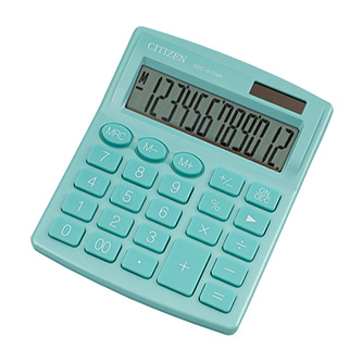 Citizen kalkulačka SDC812NRGNE, tyrkysová, stolová, dvanásťmiestna, duálne napájanie